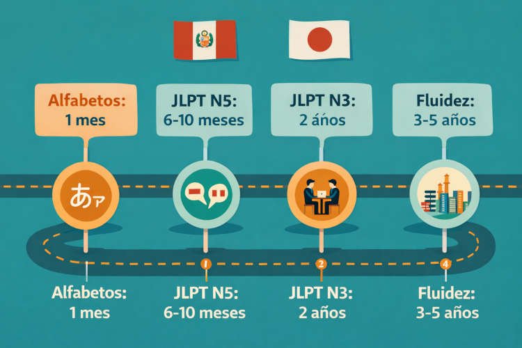 Línea de tiempo del aprendizaje de japonés desde cero