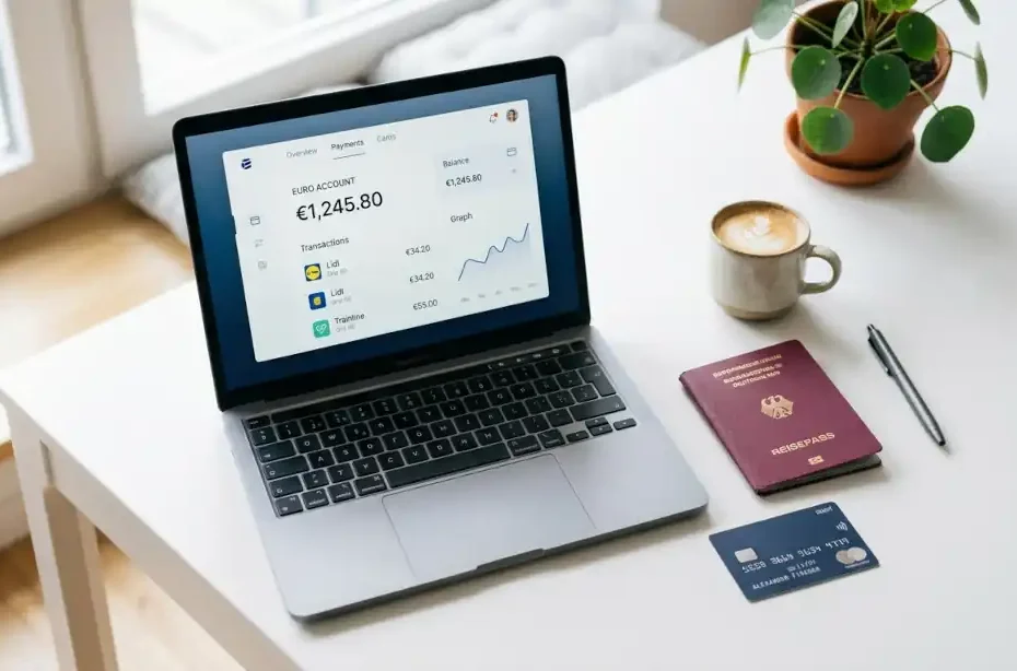cuenta bancaria europea IBAN euros freelancer laptop