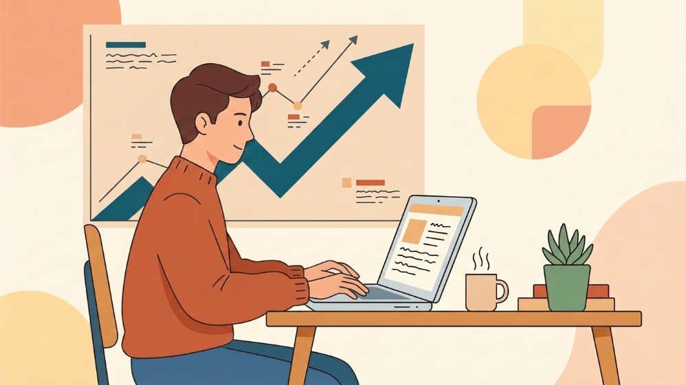 Bloguero escribiendo contenido aprovechando una tendencia en ascenso
