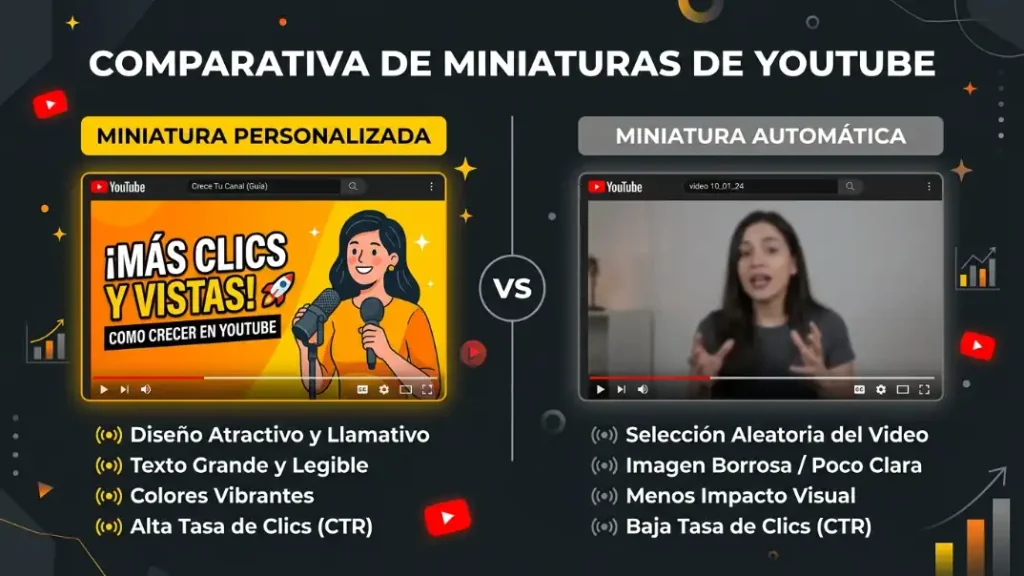 comparación miniaturas personalizadas vs automáticas youtube