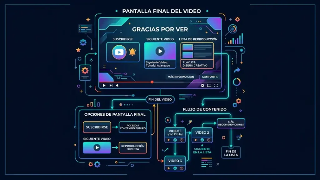 pantallas finales y tarjetas conectando videos youtube