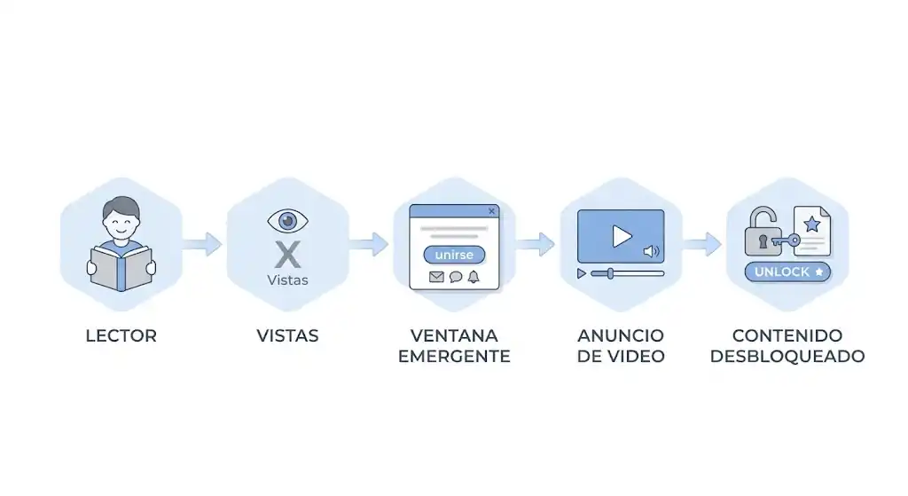 Diagrama del funcionamiento del offerwall en AdSense